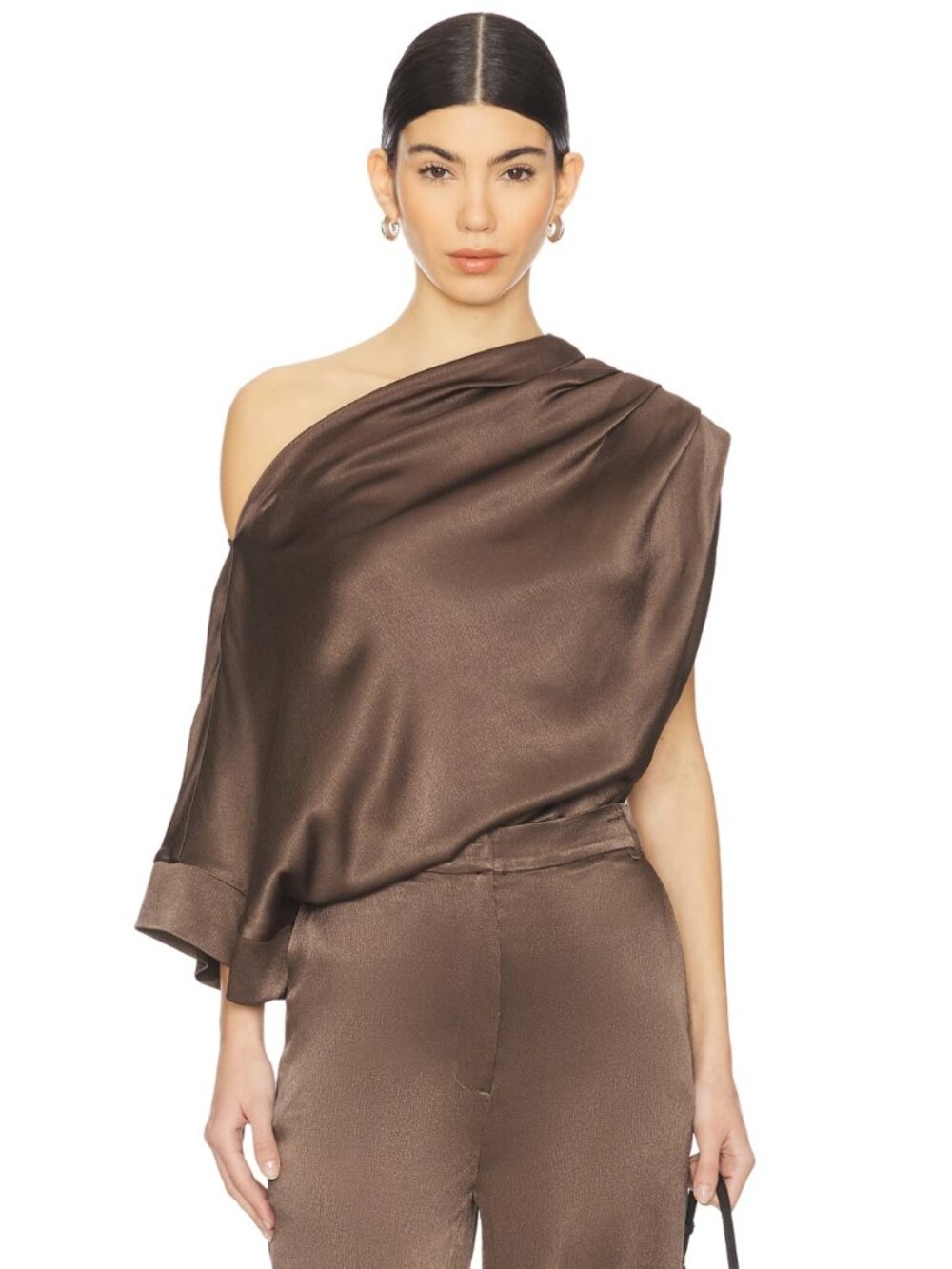 NWT Revolve Nonchalant Kenzie One Shoulder Top Chocolate S